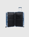 Interior view of The Signature Series L 'Advanced' Navy suitcase, showcasing spacious compartments and sleek design.