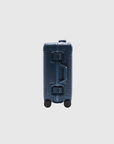 Rear view of The Signature Series S 'Advanced' Navy suitcase, showcasing its TSA-approved locking mechanism and durable design.