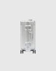 Apollo S Passenger Overhead suitcase rear view, showcasing premium anodized aluminum and advanced wheel design.