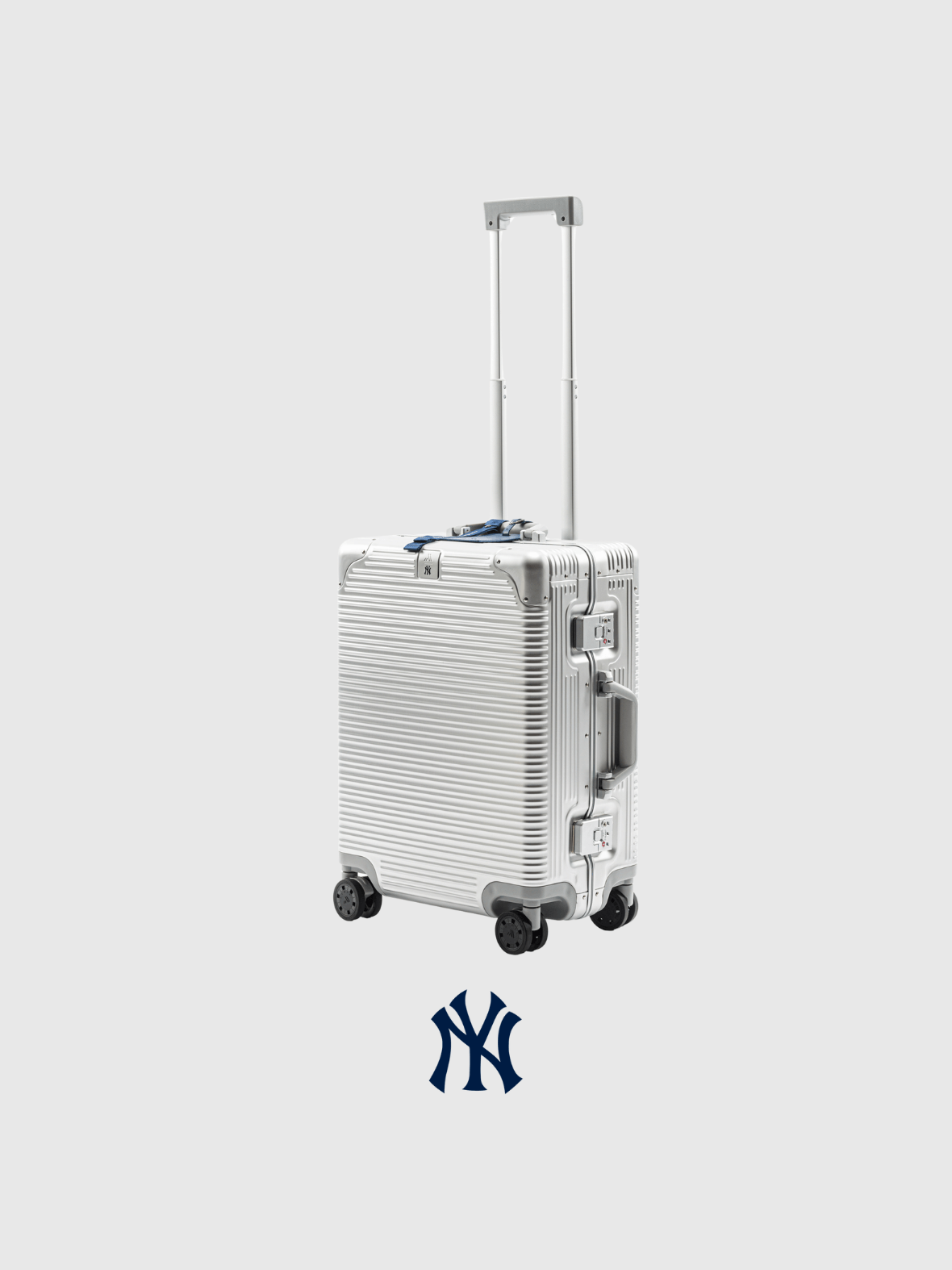 New York Yankees limited edition time capsule suitcase with sleek design and logo, showcasing luxury and sports heritage.